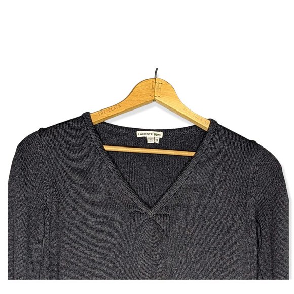 Lacoste V Neck Black 100% Cotton Sweater Size 40 - Picture 2 of 11